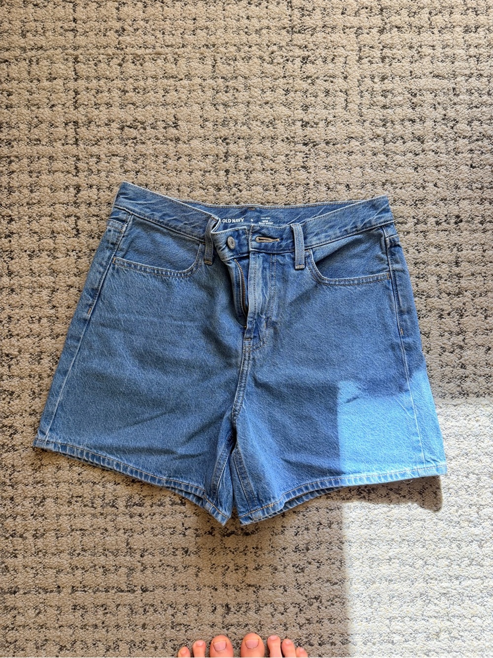 Old Navy Medium Blue Denim High-Waist Jean Shorts